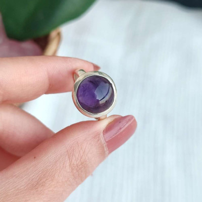 925 Silver Natural Amethyst Stone Ring