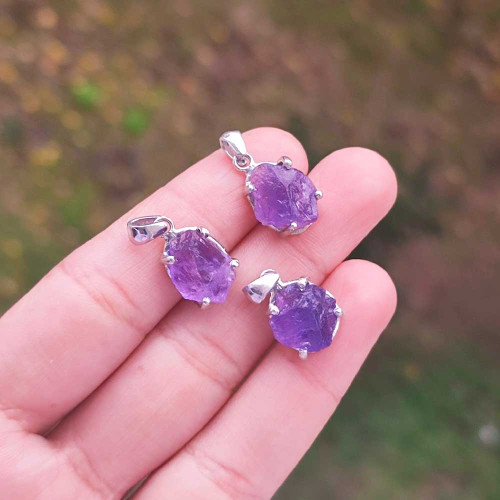 925 Silver Natural Amethyst Pendant