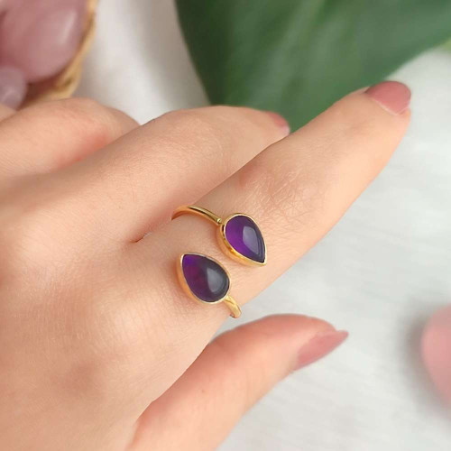 925 Silver Natural Amethyst Stone Ring