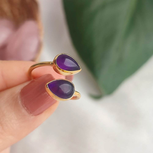 925 Silver Natural Amethyst Stone Ring