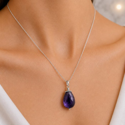 925 Silver Natural Amethyst Pendant