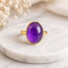 925 Silver Natural Amethyst Stone Ring