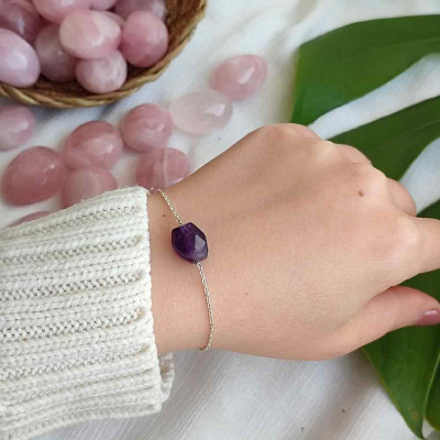 925 Sterling Silver Natural Amethyst Bracelet