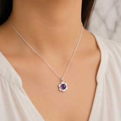 925 Silver Natural Amethyst Pendant