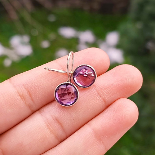 925 Silver Natural Amethyst Stone Earring 925 Silver Natural Amethyst Stone Earring