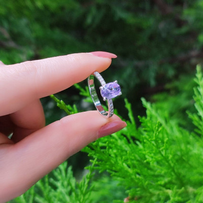 925 Silver Natural Amethyst Stone Ring