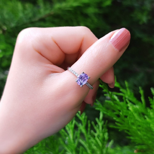 925 Silver Natural Amethyst Stone Ring 925 Silver Natural Amethyst Stone Ring