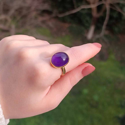 925 Silver Natural Amethyst Stone Ring
