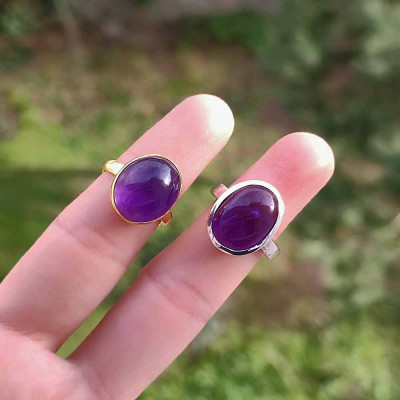925 Silver Natural Amethyst Stone Ring