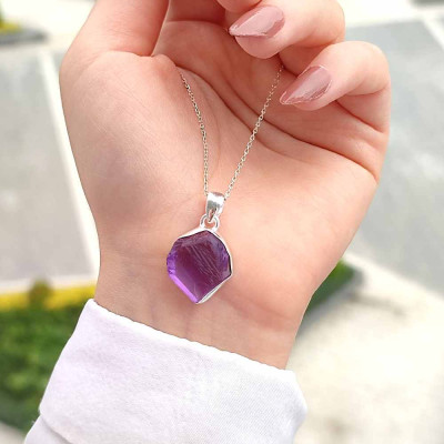 925 Silver Natural Amethyst Pendant