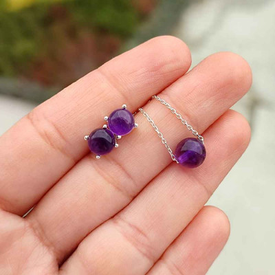 925 Silver Natural Amethyst Stone Set
