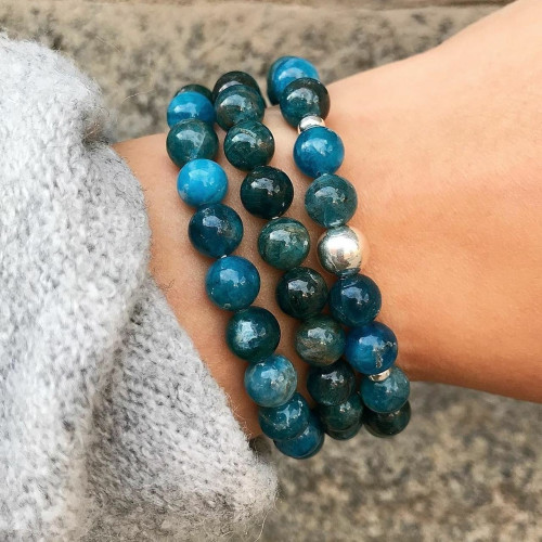 8mm Natural Blue Apatite Stone Bracelet 8mm Natural Blue Apatite Stone Bracelet