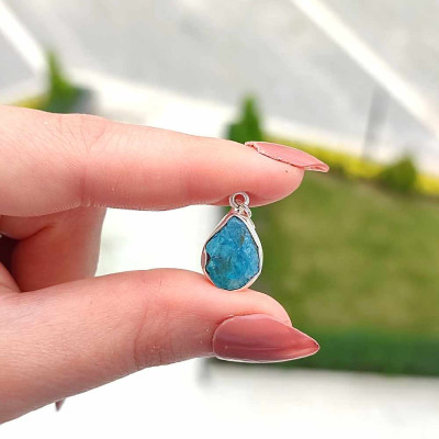 925 Silver Natural Apatite Stone Pendant