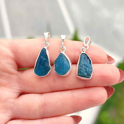 925 Silver Natural Apatite Stone Pendant