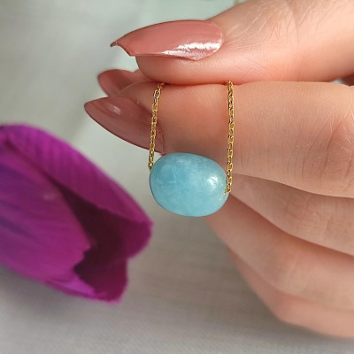 925 Silver Natural Aquamarine Stone Pendant