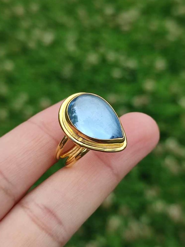 925 Ayar Gümüş topaz  Taşi Yüzük
