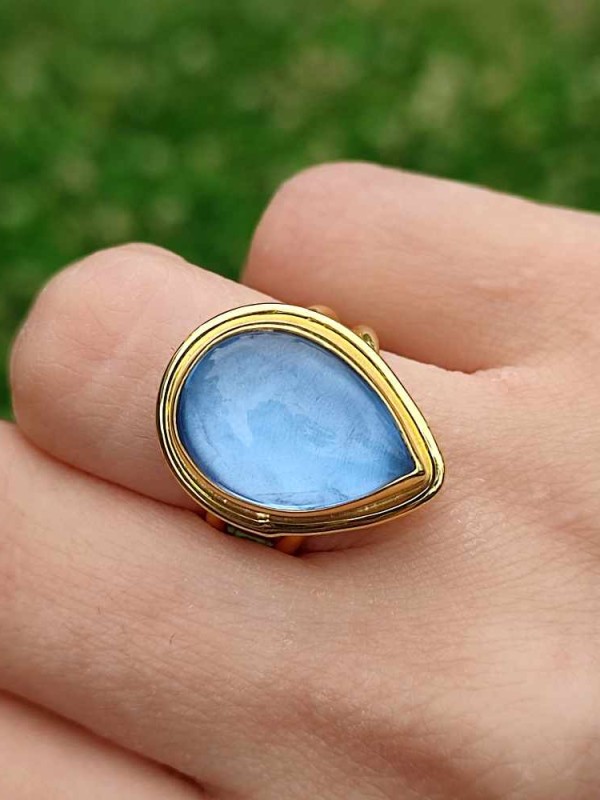 925 Ayar Gümüş topaz  Taşi Yüzük