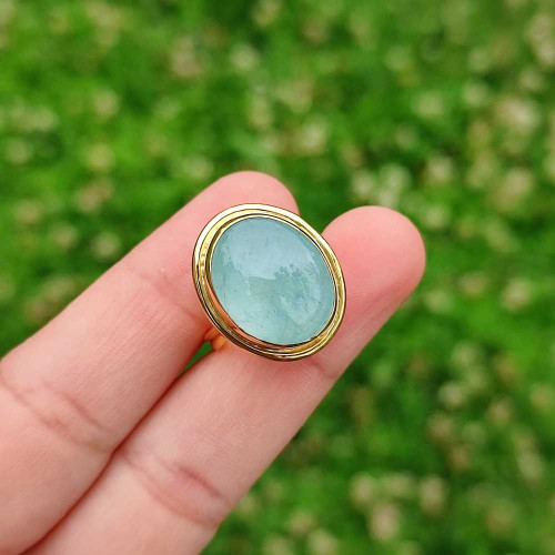925 Silver Natural Aquamarine Stone Ring 925 Silver Natural Aquamarine Stone Ring