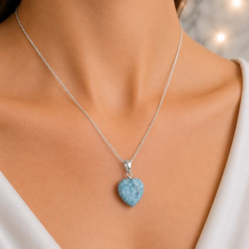 925 Silver Natural Aquamarine Stone Pendant