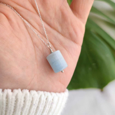 925 Silver Natural Aquamarine Stone Pendant