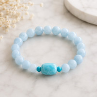 8mm Natural Aquamarine & amazonite & turqoise Bracelet