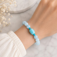 8mm Natural Aquamarine & amazonite & turqoise Bracelet