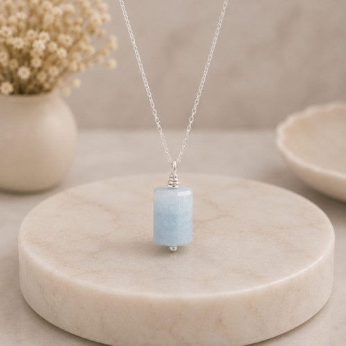 925 Silver Natural Aquamarine Stone Pendant