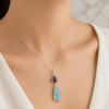 925 Silver Natural Aquamarine Stone Pendant - Raw Shape