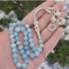 Natural Aquamarine Rosary 8mm With Trabzon Silver Natural Aquamarine Rosary 8mm With Trabzon Silver
