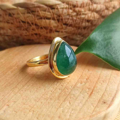925 Sterling Silver Aventurine Stone Ring - Special Design