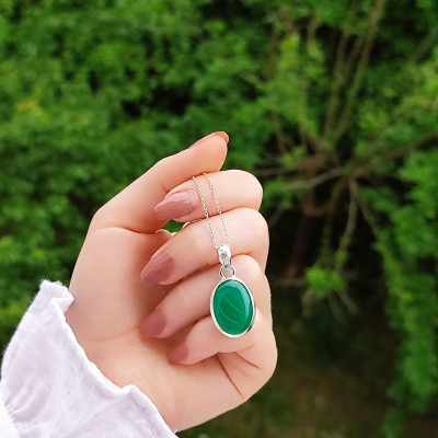 925 Sterling Silver Aventurine Stone Pendant