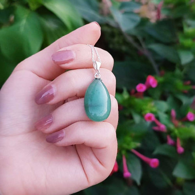 925 Sterling Silver Aventurine Stone Pendant