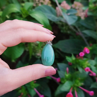 925 Sterling Silver Aventurine Stone Pendant