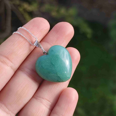 Natural Aventurine Stone Pendant -  Heart of Love