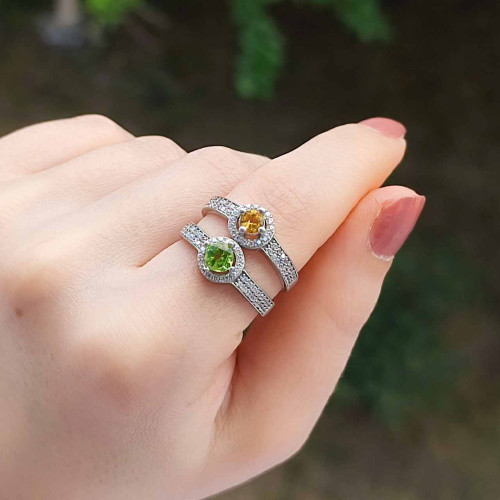 925 Sterling Silver Citrine Stone Ring