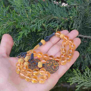 10mm  Natural citrine With  Silver - Men Rosary