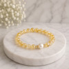 6mm Natural Citrine Stone & White Pearl Bracelet