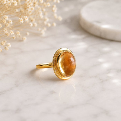 925 Sterling Silver Citrine Stone Ring