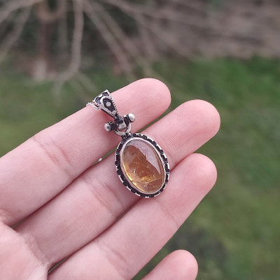 925 Sterling Silver Citrine Stone Pendant