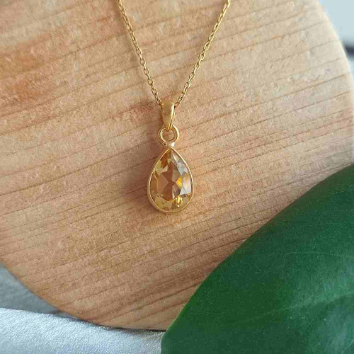 925 Sterling Silver Citrine Stone Pendant 925 Sterling Silver Citrine Stone Pendant