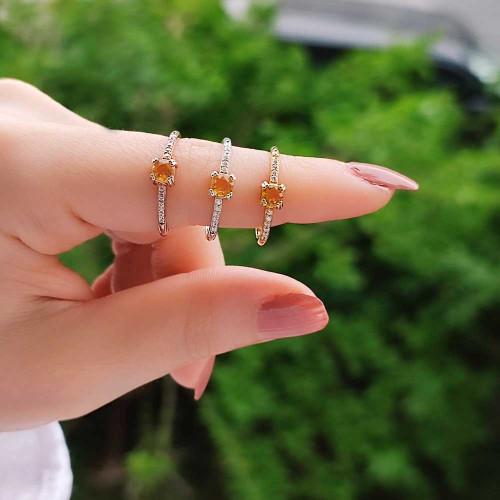 925 Sterling Silver Citrine Stone Ring 925 Sterling Silver Citrine Stone Ring