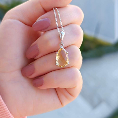 925 Sterling Silver Citrine Stone Pendant