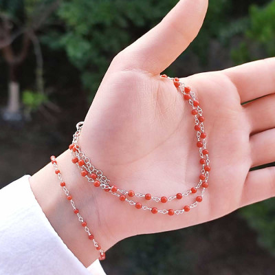 925 Silver Natural Red Coral Set