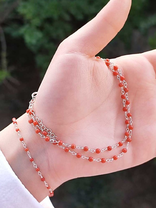 925 Ayar Gümüş Orijinal Kırmzi Mercan Taşi Takim