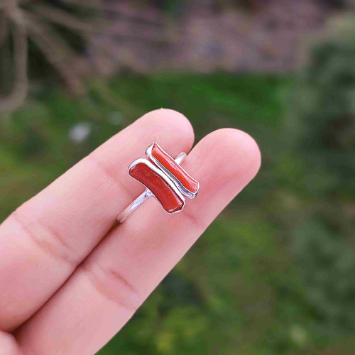 925 Silver Natural Red Coral Ring 925 Silver Natural Red Coral Ring