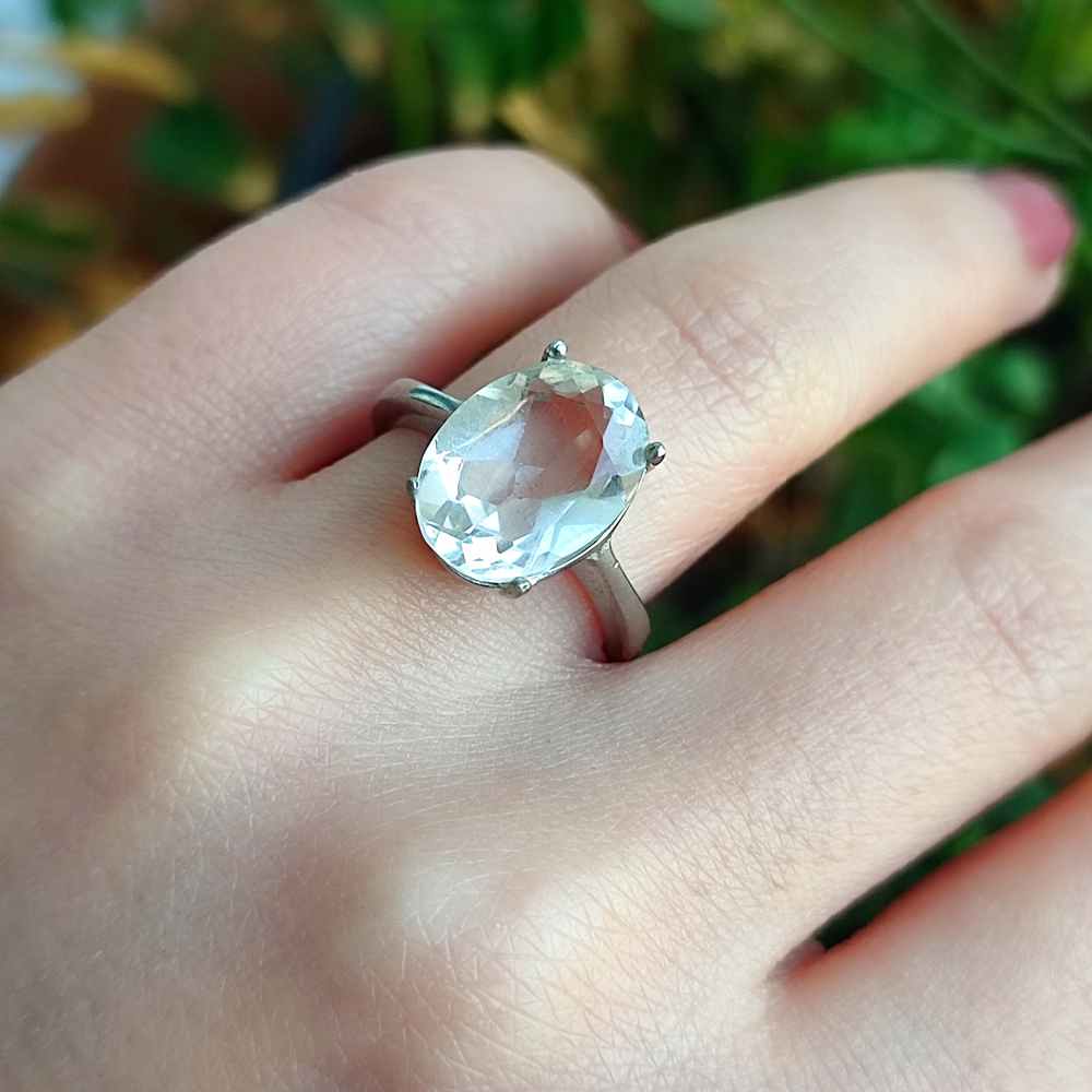 925 Silver Natural Crystal Quartz Ring