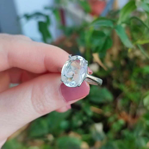925 Ayar Gümüs Kristal Kuvars Taşi Yüzük