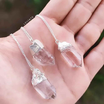 925 Silver Natural Crystal Quartz Pendant