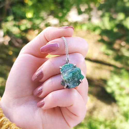 925 Silver Rare Emerald Stone Pendant