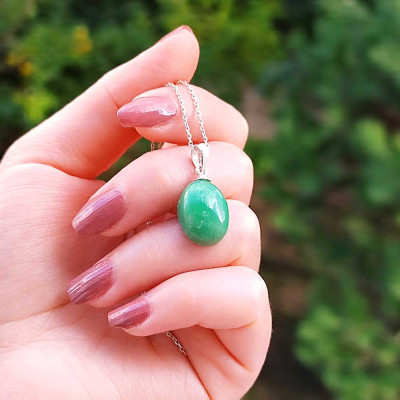 925 Ayar G&uuml;m&uuml;ş Krisopraz Taşi Kolye